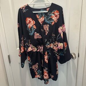Floral Print Navy blue Romper